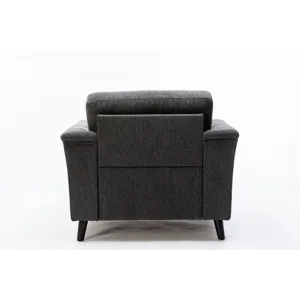 Stanton - Linen Chair With Tufted Arms - Dark Gray