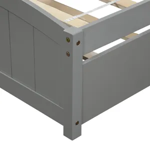 Twin Size, Platform Bed With Trundle - Gray