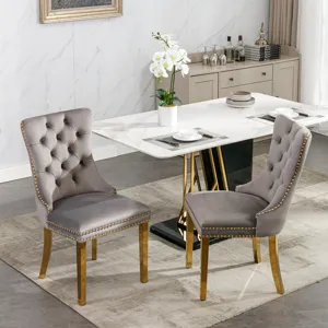 Nikki - Modern, High-End Tufted Solid Wood Contemporary Velvet Upholstered Dining Chair With Golden 