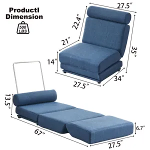 Single Sofa Chair Foldable Single Sofa Bed With Pillow, Portable Foldable Sofa Bed, Leisure Sofa Cha
