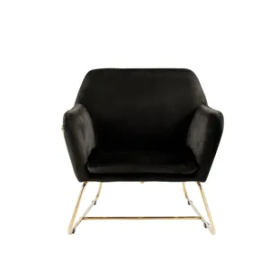 Keira - Velvet Accent Chair With Metal Base - Black