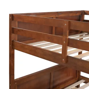 Full Over Full Bunk Bed With Twin Size Trundle - Walnut