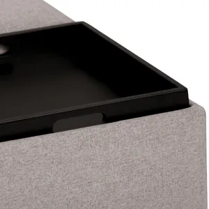 Avalon - Square Coffee Table Storage Ottoman - Cloud Grey