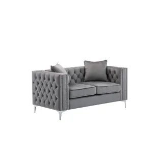Lorreto - Velvet Loveseat - Gray