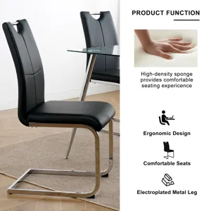 Modern Dining Chairs With Faux Leather Padded Seat Dining Living Room Chairs Upholstered Chair With 
