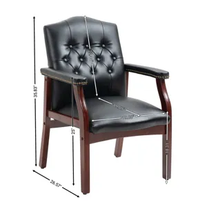Leather Reception Guest Chairs With Padded Seat And Arms Ergonomic Mid-Back Office Executive Side Ch