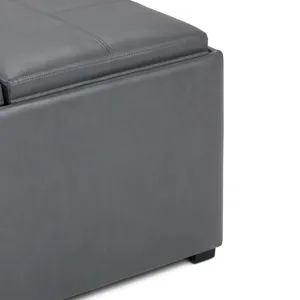 Avalon - Square Coffee Table Storage Ottoman - Stone Grey