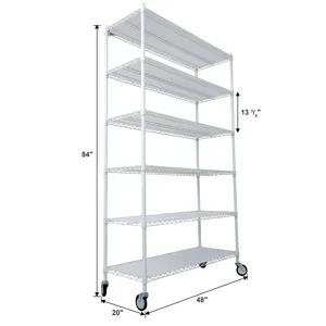 20\" 6 Tier 6000Lbs Capacity Nsf Metal Shelf Wire Shelving Unit, Heavy Duty Adjustable Storage Rack 