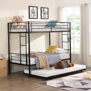 Bunk Bed With Trundle - Black