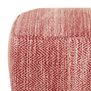 Nate - Square Pouf - Patterned Maroon Melange