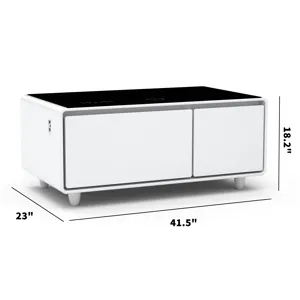 Modern Smart Coffee Table With Built-In Fridge, Bluetooth Speaker, Wireless Charging, Touch Control 