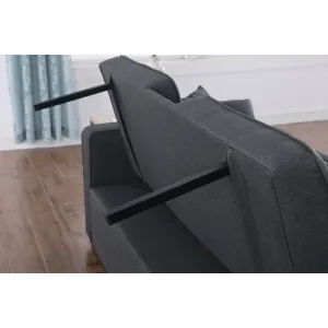 Cody II - 69.5\"W Dark Gray Linen Convertible Sleeper Loveseat With Cup Holder, Charging Ports and P