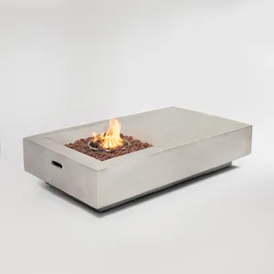 60\" Concrete Fire Pit Table - Light Gray