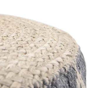 Edgeley - Round Pouf - Grey / Natural