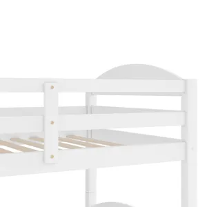 Twin L-Shaped Bunk Bed With Trundle - White