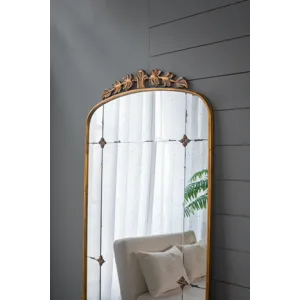 Lavish Full Length Mirror, Antique Metal Floor Mirror For Living Room, Bedroom - Gold
