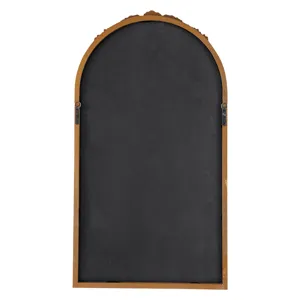 Elos Hand Carved Rose Antique Mirror Frame, Wood Arch Mirror Wall Decor For Living Room, Bathroom, E