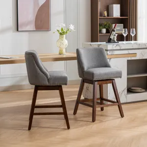 Counter Height Swivel Barstools, 26\'\' H Seat Height Upholstered Bar Stools (Set of 2), Fabric - Gr