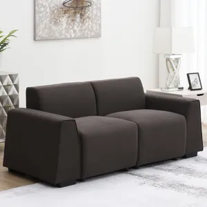 Modern Linen Sofa, Stylish And Minimalist 2-3 Seat Couch, Easy To Install, Exquisite Loveseat With Wide Armrests For Living Room - Dark Brown