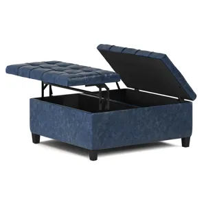 Harrison - Coffee Table Storage Ottoman - Denim Blue