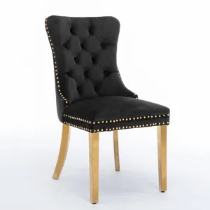 Nikki - Modern, High-End Tufted Solid Wood Contemporary Velvet Upholstered Dining Chair With Golden 