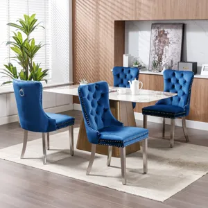 Nikki - Modern, High-End Tufted Solid Wood Contemporary Velvet Upholstered Dining Chair With Chrome 