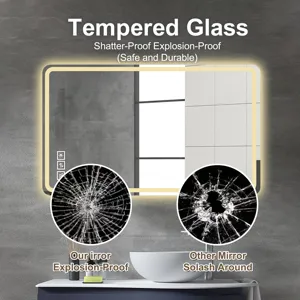 24X40\" LED Bathroom Mirror Vanity Mirrors With Front Lights Wall Mounted Anti-Fog Frameless Make Up