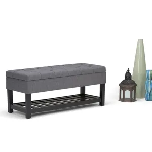 Saxon - Storage Ottoman Bench - Slate Grey