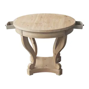 Curved Legs Farmhouse Style Small Size Round Dining Table End Table Side Table Coffee Table For Dine