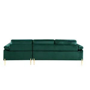 Shannon - Velvet Sectional Sofa With Chaise - Green