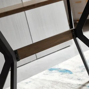 Modern Minimalist Style Dining Table MDF Wooden Top Metal Shelf Metal Heat Transfer Legs Leveling Fe