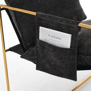 Upholstered Hanging Armchair With Arm Pocketsmetal Frame (Set of 2), Gold-Plated Craftsmanship, Crus