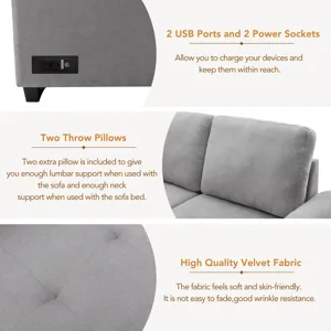 Sleeper Sectional Sofa, L-Shape Corner Couch Sofa - Bed With Storage Ottoman & Hidden Arm Storage & 
