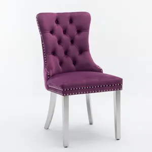 Nikki - Modern, High-End Tufted Solid Wood Contemporary Velvet Upholstered Dining Chair With Chrome 