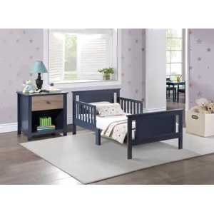 Connelly - Reversible Panel Toddler Bed - Midnight Blue/Vintage Walnut