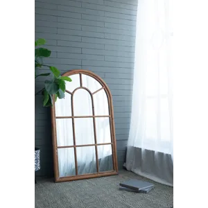 Large Arched Accent Mirror With Frame With Decorative Window Look Classic Architecture Style Solid F