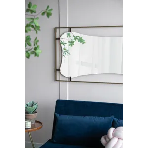 Poppy Mirror With Metal Frame Contemporary Design Wall Decor For Bathroom, Entryway - Golden Black