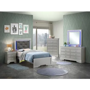 Lorana - G6500B-TB2 Twin Bed - Silver Champagne