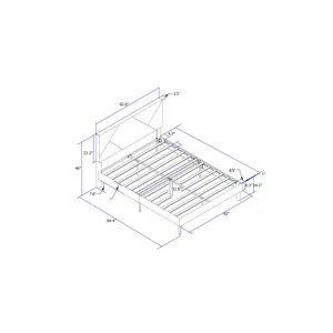 Queen Size Upholstered Platform Bed Frame With Headboard, Strong Wood Slat Support, Mattress Foundat