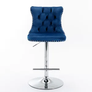 Swivel Velvet Barstools Adjusatble Seat Height From 25-33\", Modern Upholstered Chrome Base Bar Stoo