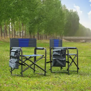Padded Folding Outdoor Chairs With Storage Pockets (Set of 2), Lightweight Oversized Directors Chair