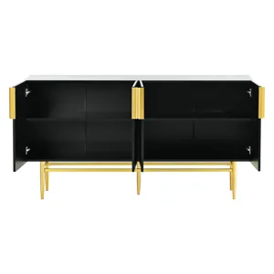 Modern Elegant 4 Door Sideboard Gold Metal Handle Buffet Cabinet For Dining Room, Living Room, Bedro