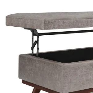 Owen - Lift Top Large Coffee Table Storage Ottoman - Distressed Grey