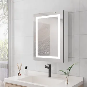 20 x 28\" Bathroom Medicine Cabinet With Mirror Wall Mounted LED Bathroom Mirror Cabinet With Lights