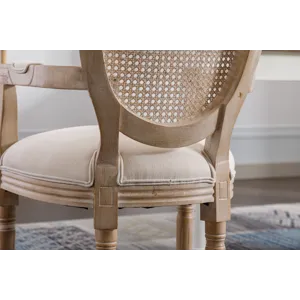 French Vintage Upholstered Fabric Dining Armchair (Set of 2) - Beige