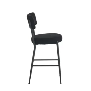 Modern Teddy Fabric Upholstered Bar Stools (Set of 2)- Black