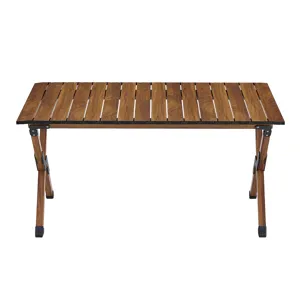 Folding Outdoor Table, Lightweight Aluminum Roll-Up Rectangular Table For Indoor, Outdoor Camping, P