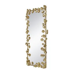 Stella Full Length Mirror With Leaf Accents, Floor Miiror For Living Room Bedroom - Golden