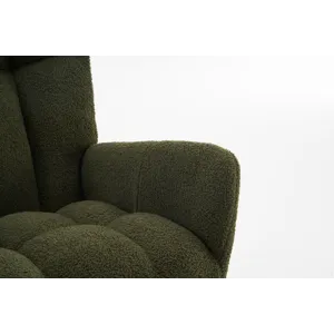 37.7\" Rocking Chair Nursery, Solid Wood Legs Reading Chair With Teddy Fabric Upholstered, Nap Armch