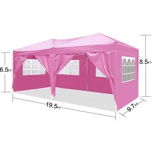 10\'X20\' Ez Pop Up Canopy Outdoor Portable Party Folding Tent With 6 Removable Sidewalls + Carry Ba